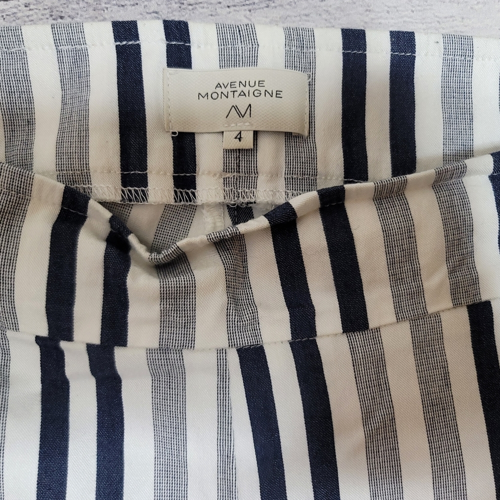 Avenue Montaigne Women's Leo Pant Blue & White Striped Cropped Flare Siz… - Picture 10 of 11